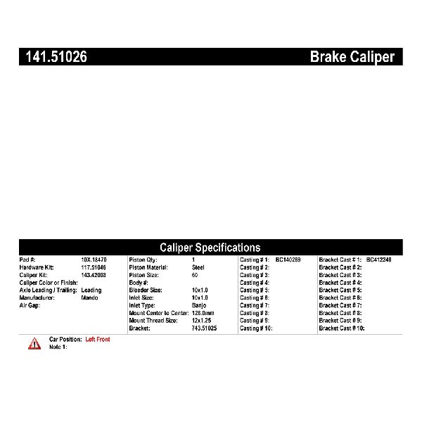 2016-2021 Hyundai Tucson Disc Brake Caliper - Front Left (Centric)