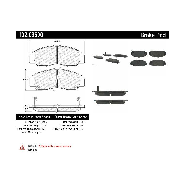2006-2011 Honda Civic Disc Brake Pad Set - Front (Centric)