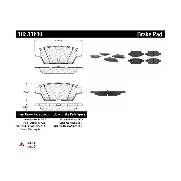 2006-2013 Mazda 6 Disc Brake Pad Set - Rear (Centric)