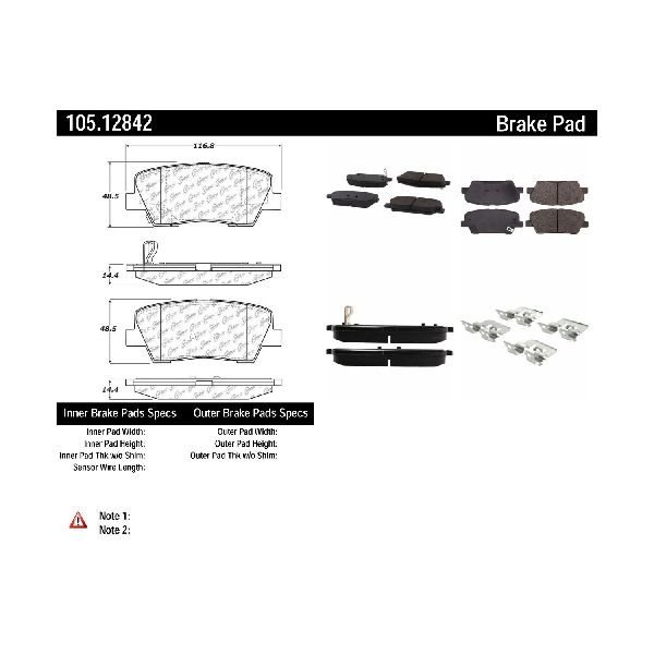 2011-2015 Kia Sorento Disc Brake Pad Set - Rear (Centric)