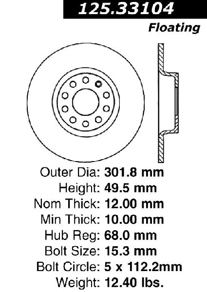 2005-2011 Audi A6 Quattro Disc Brake Rotor - Rear (Centric)