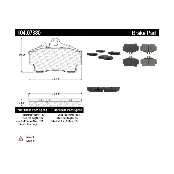 1997-2012 Porsche Boxster Disc Brake Pad Set - Rear (Centric)