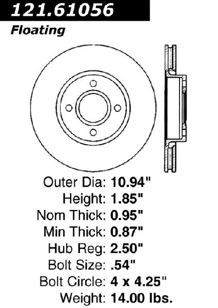 1998-2000 Ford Contour Disc Brake Rotor - Front (Centric)