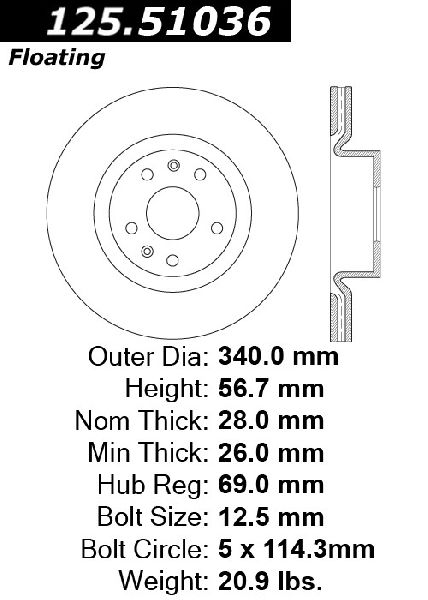 2010-2016 Hyundai Genesis Coupe Disc Brake Rotor - Front (Centric)