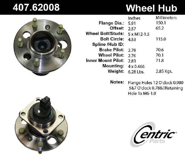 1991-2004 Cadillac Seville Wheel Bearing and Hub Assembly - Rear (Centric)