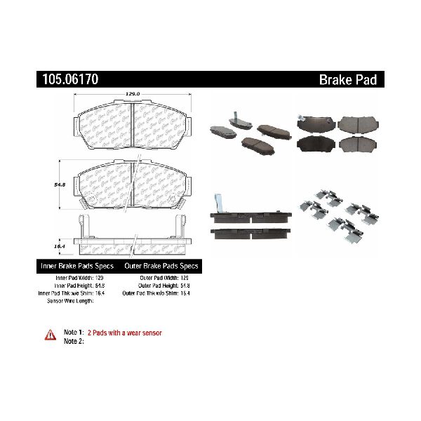 1993-1995 Honda Civic Disc Brake Pad Set - Front (Centric)