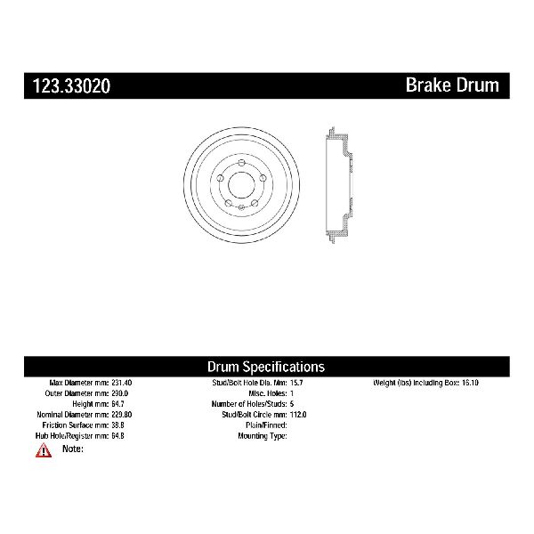 2011-2012 Volkswagen Jetta Brake Drum - Rear (Centric)