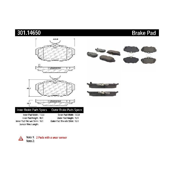 2011-2014 Ford Mustang Disc Brake Pad Set - Rear (Centric)