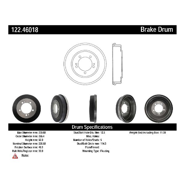 1995-1999 Dodge Avenger Brake Drum - Rear (Centric)