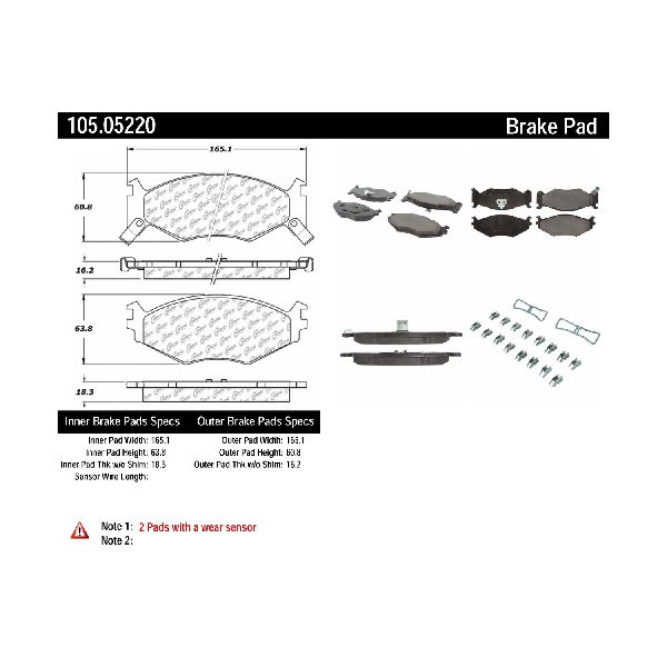 1991-1995 Dodge Caravan Disc Brake Pad Set - Front (Centric)