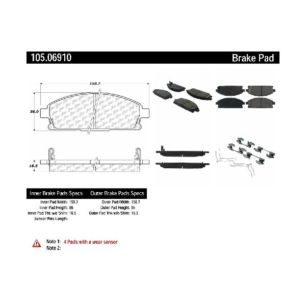 2004-2017 Nissan Quest Disc Brake Pad Set - Front (Centric)