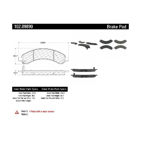 2003-2008 Chevrolet Express 3500 Disc Brake Pad Set - Rear (Centric)