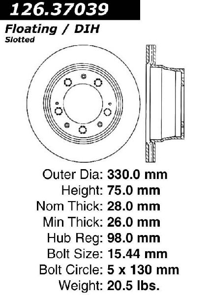 1985-2020 Porsche 911 Disc Brake Rotor - Rear Right (Centric)