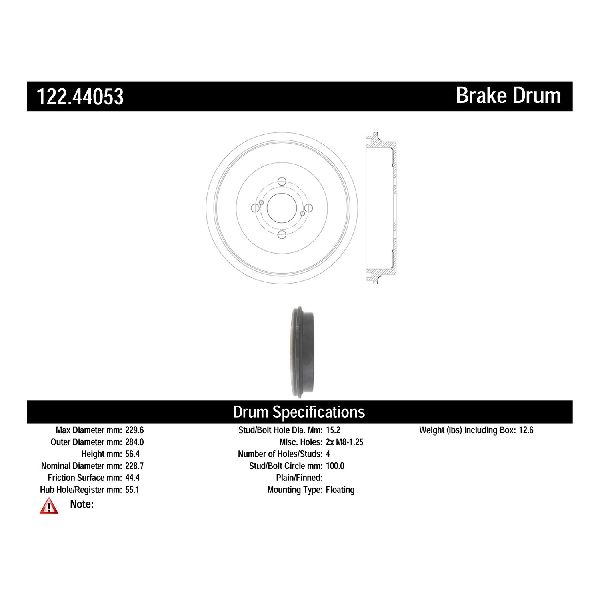 2012-2021 Toyota Prius C Brake Drum - Rear (Centric)