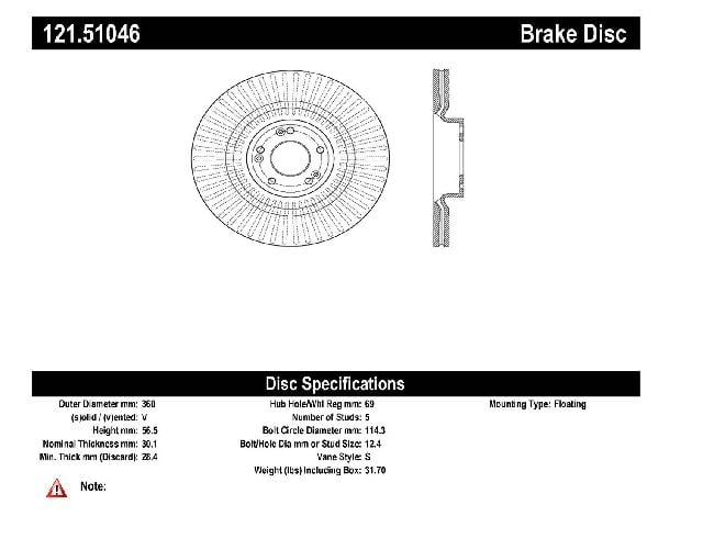 2015-2016 Hyundai Genesis Disc Brake Rotor - Front (Centric)