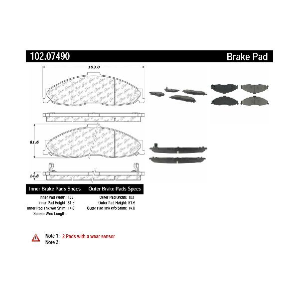 1998-2002 Pontiac Firebird Disc Brake Pad Set - Front (Centric)