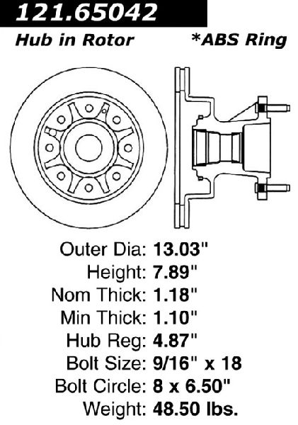 1995-2000 Ford E-350 Econoline Disc Brake Rotor and Hub Assembly - Front (Centric)