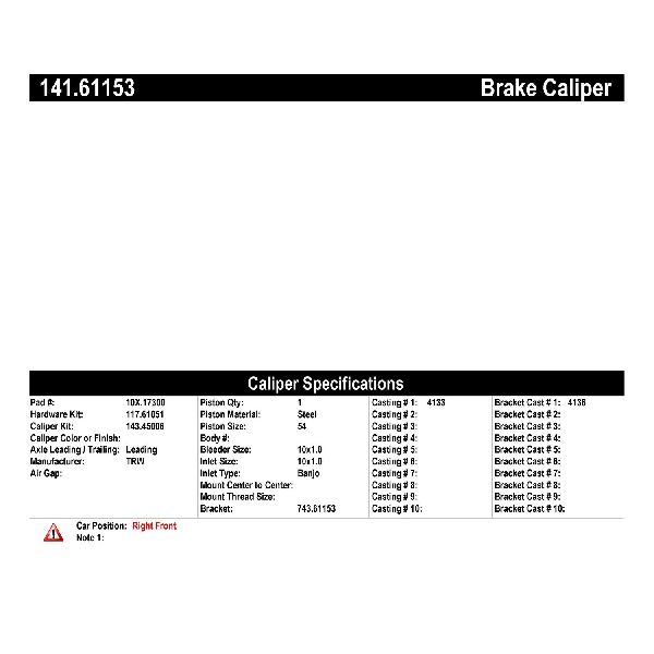 2014-2019 Ford Fiesta Disc Brake Caliper - Front Right (Centric)