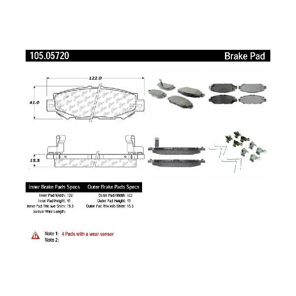1992-2000 Lexus SC300 Disc Brake Pad Set - Rear (Centric)