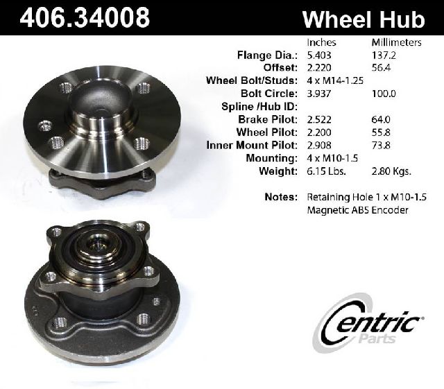 2007-2016 Mini Cooper Wheel Bearing and Hub Assembly - Rear (Centric)