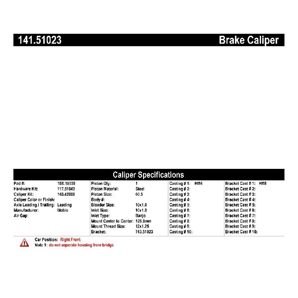 2016-2020 Kia Optima Disc Brake Caliper - Front Right (Centric)