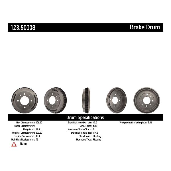 2007-2009 Kia Spectra Brake Drum - Rear (Centric)