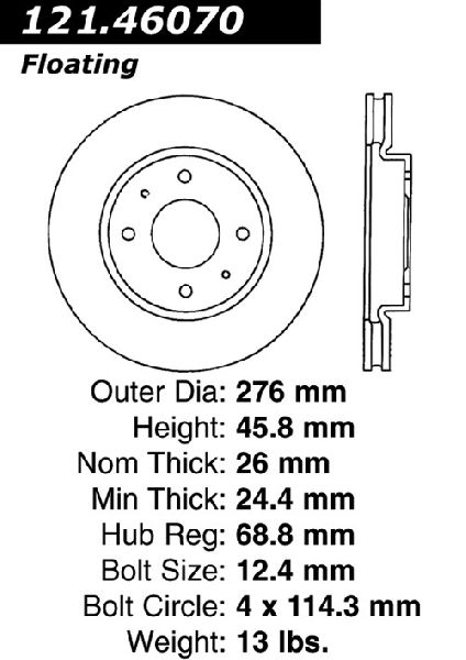 2004 Mitsubishi Lancer Disc Brake Rotor - Front (Centric)