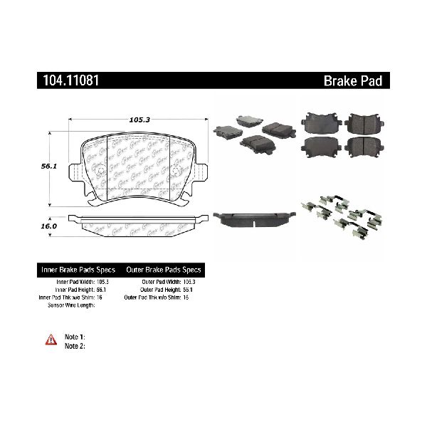 2009-2016 Volkswagen CC Disc Brake Pad Set - Rear (Centric)