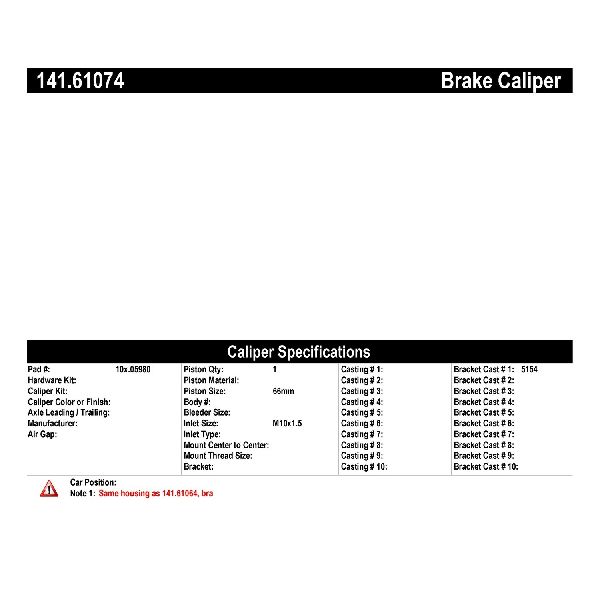 1995-2001 Lincoln Continental Disc Brake Caliper - Front Left (Centric)