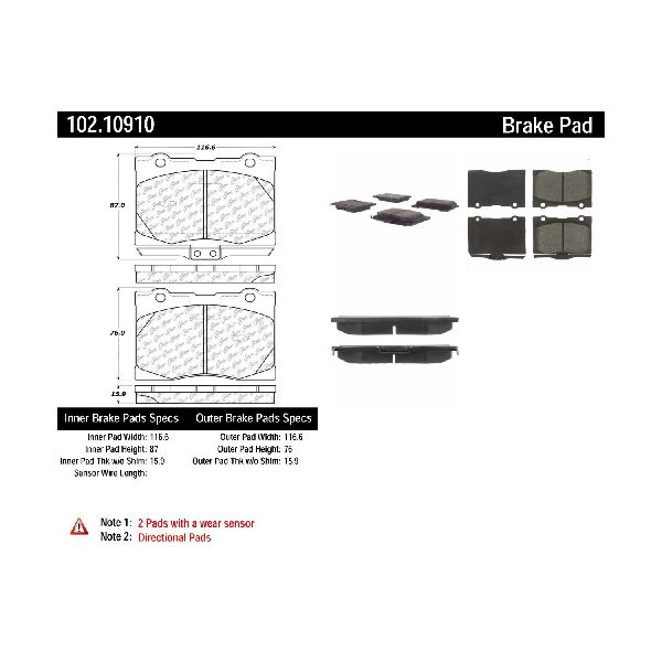 2005-2012 Acura RL Disc Brake Pad Set - Front (Centric)