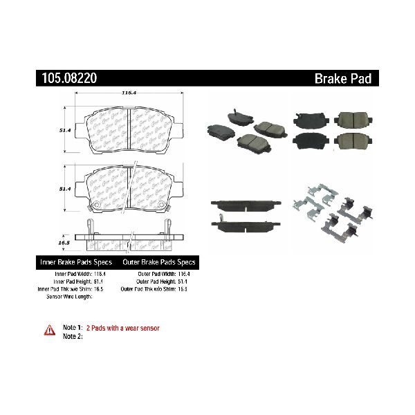 2001-2009 Toyota Prius Disc Brake Pad Set - Front (Centric)