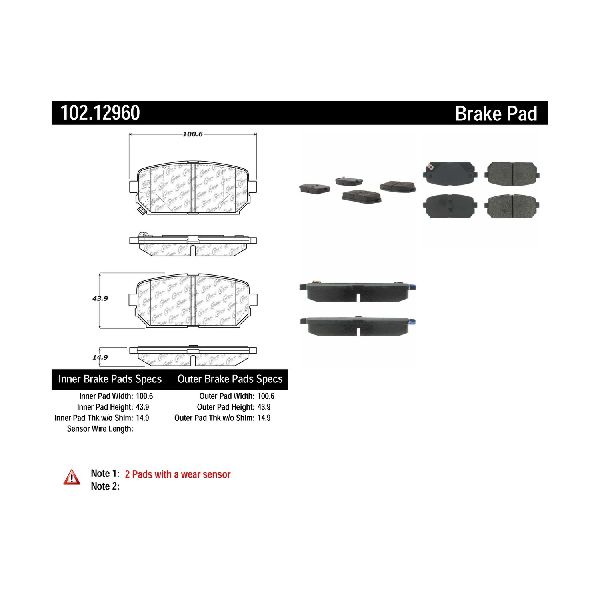 2007-2012 Kia Rondo Disc Brake Pad Set - Rear (Centric)
