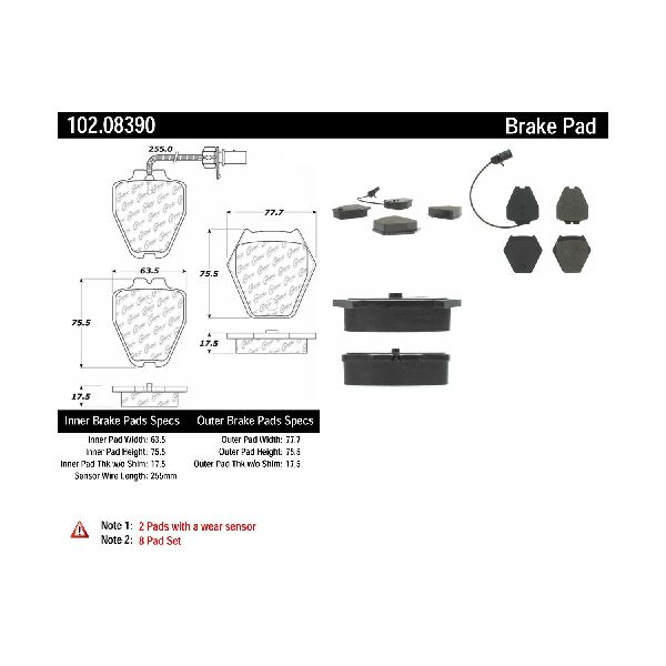 2002-2003 Audi S6 Disc Brake Pad Set - Front (Centric)