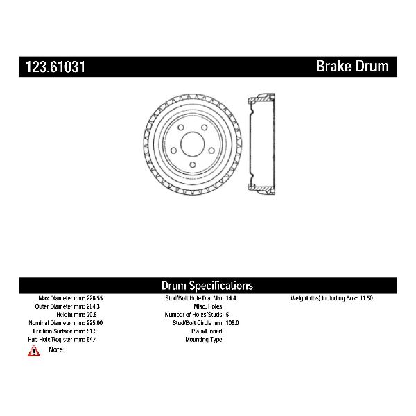 1986-2000 Ford Taurus Brake Drum - Rear (Centric)