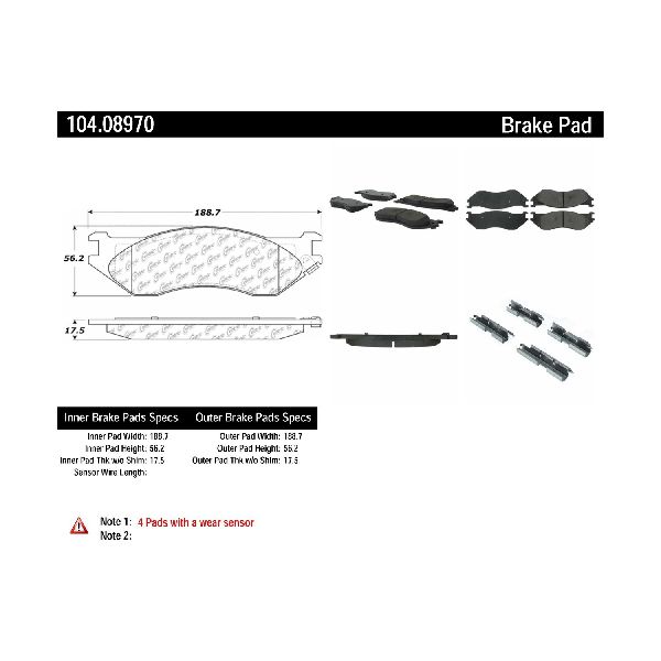 2004-2006 Dodge Durango Disc Brake Pad Set - Front (Centric)