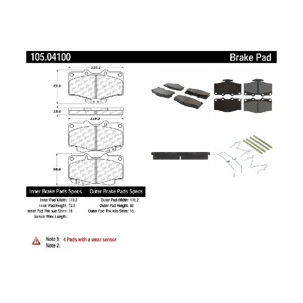 1988-1995 Toyota Pickup Disc Brake Pad Set - Front (Centric)