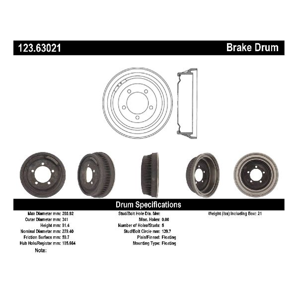 1971-1973 International Scout II Brake Drum - Front (Centric)