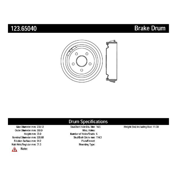 1998-2001 Mazda B2500 Brake Drum - Rear (Centric)