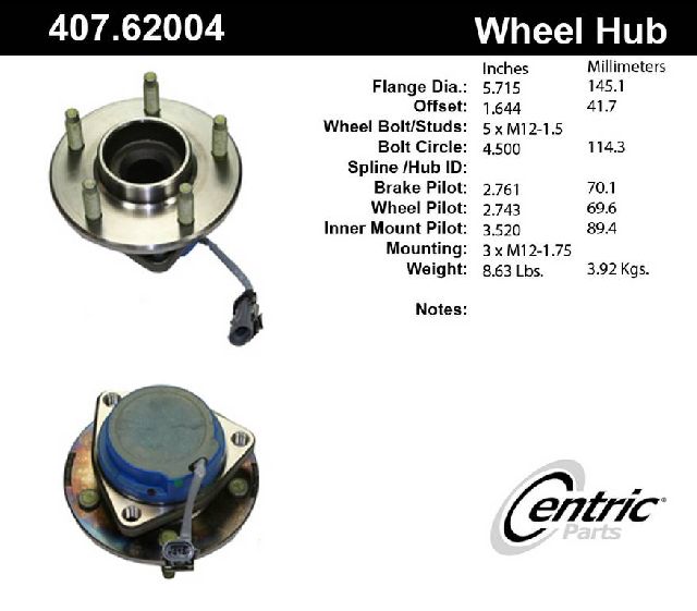 2005 Chevrolet Uplander Wheel Bearing and Hub Assembly - Rear (Centric)