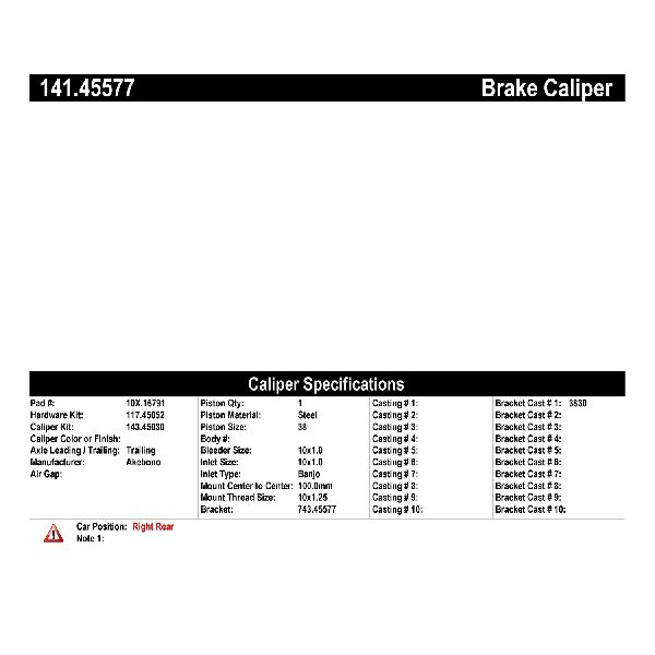 2014-2018 Mazda 3 Disc Brake Caliper - Rear Right (Centric)