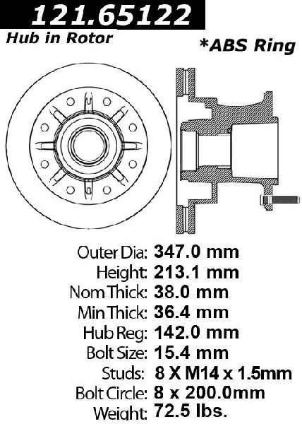 2007-2012 Ford F-350 Super Duty Disc Brake Rotor and Hub Assembly - Front (Centric)