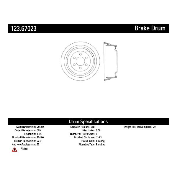 1991-1998 Dodge Dakota Brake Drum - Rear (Centric)
