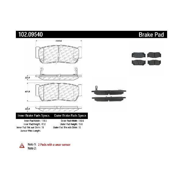 2003-2009 Kia Sorento Disc Brake Pad Set - Rear (Centric)