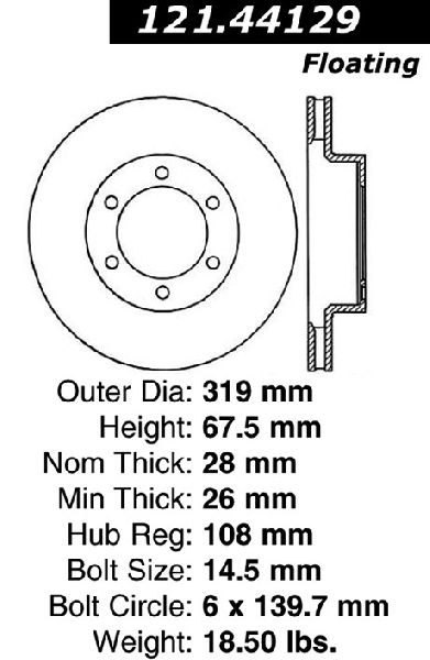 2007-2014 Toyota FJ Cruiser Disc Brake Rotor - Front (Centric)
