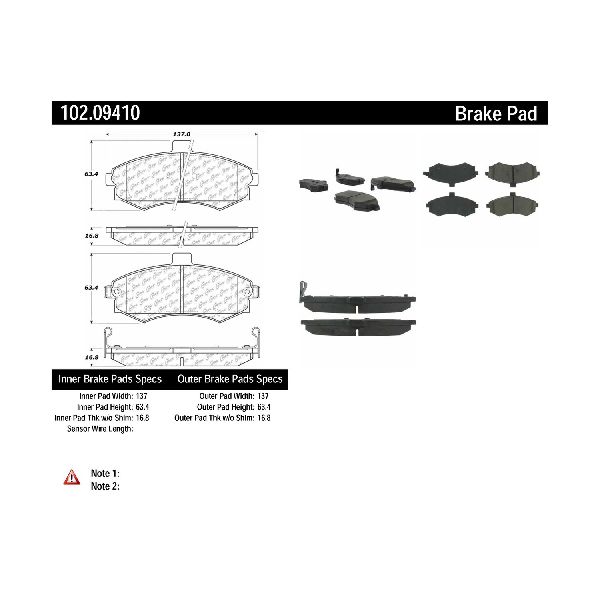 2002-2005 Hyundai Elantra Disc Brake Pad Set - Front (Centric)