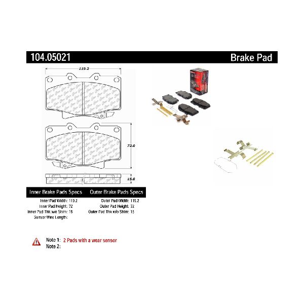 1990-1992 Toyota Land Cruiser Disc Brake Pad Set - Front (Centric)