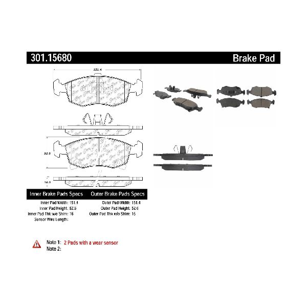 2011-2018 Fiat 500 Disc Brake Pad Set - Front (Centric)