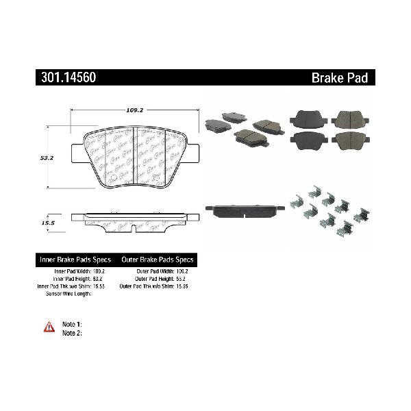 2005-2012 Audi A3 Disc Brake Pad Set - Rear (Centric)