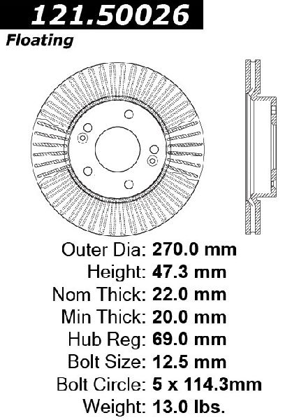 2010-2011 Kia Soul Disc Brake Rotor - Front (Centric)