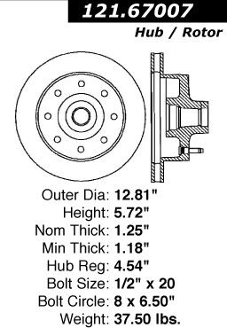 1981-1994 Dodge B350 Disc Brake Rotor and Hub Assembly - Front (Centric)